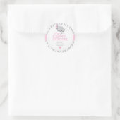 Roze, witte grijze Baby shower Ronde Sticker (Tas)