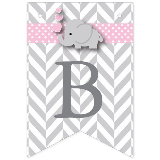 Roze, witte grijze Baby shower Vlaggetjes (Derde vlag)