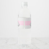 Roze, witte grijze Baby shower Waterfles Etiket (Achterkant)