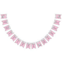 Roze, witte grijze 🐘 Elephant Baby - Christening Vlaggetjes