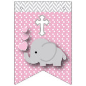 Roze, witte grijze 🐘 Elephant Baby - Christening Vlaggetjes (Eerste vlag)