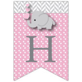 Roze, witte grijze 🐘 Elephant Baby - Christening Vlaggetjes (Derde vlag)