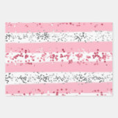 Roze witte grijze glitter Birthday Baby shower Inpakpapier Vel (Voorkant)