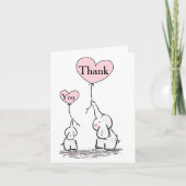 Roze, witte grijze olifant Baby shower Hartelijk d Bedankkaart (Voorkant)
