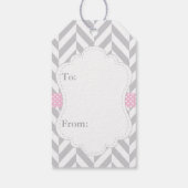 Roze, witte grijze olifant Baby shower Hartelijk d Cadeaulabel (Achterkant)