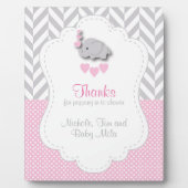 Roze, witte grijze olifant Baby shower Hartelijk d Fotoplaat (Voorkant)