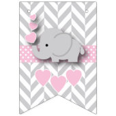Roze, witte grijze olifant Baby Sprinkle Vlaggetjes (Eerste vlag)