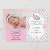 Roze, witte, grijze olifant 🐘 foto aankondiging (Voorkant / Achterkant)