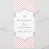 Roze, witte, grijze strepen trouwprogramma programmakaart (Voorkant)