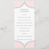 Roze, witte, grijze strepen trouwprogramma programmakaart (Achterkant)