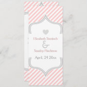 Roze, witte, grijze strepen trouwprogramma programmakaart (Voorkant / Achterkant)