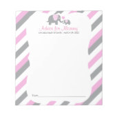 Roze, witte grijze stripe olifant - advies notitieblok (Voorkant)