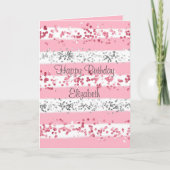 Roze witte grijze zilver Glitter Birthday Card Kaart (Voorkant)