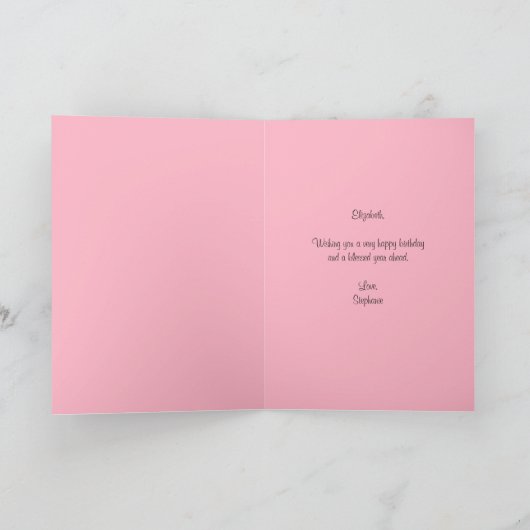 Roze witte grijze zilver Glitter Birthday Card Kaart (Binnen)