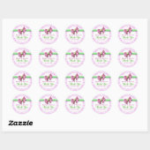 Roze witte, groene dasbrutbruiloft ronde sticker (Vel)