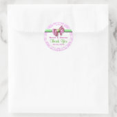 Roze witte, groene dasbrutbruiloft ronde sticker (Tas)