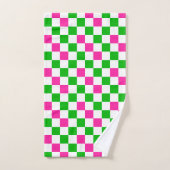 Roze Witte Groene Geruite Ontwerp Bad Handdoek (Handdoek)