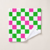Roze Witte Groene Geruite Ontwerp Bad Handdoek (Wasdoekje)