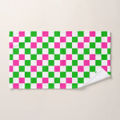 Roze Witte Groene Geruite Ontwerp Bad Handdoek (Handdoek)