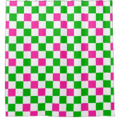 Roze Witte Groene Geruite Ontwerp Douchegordijn (Voorkant)