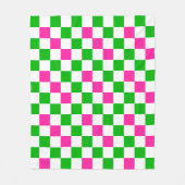 Roze Witte Groene Geruite Ontwerp Fleece Deken (Voorkant)
