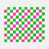 Roze Witte Groene Geruite Ontwerp Fleece Deken (Voorkant (Horizontaal))