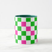Roze Witte Groene Geruite Ontwerp  Mok (Midden)