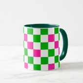 Roze Witte Groene Geruite Ontwerp  Mok (Voorkant rechts)
