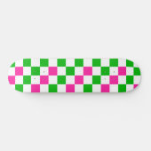 Roze Witte Groene Geruite Ontwerp Persoonlijk Skateboard (Horizontaal)
