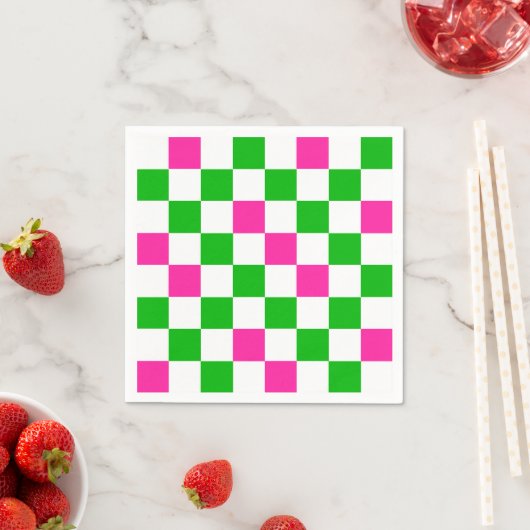 Roze Witte Groene Geruite Ontwerp Servet (Insitu)