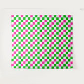 Roze Witte Groene Geruite Ontwerp Wandkleed (Voorkant (horizontaal))