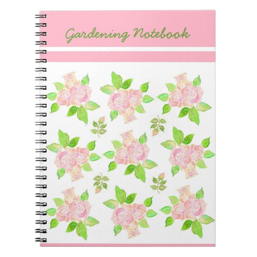 Roze, Witte, Groene Spiraal Notebook, Rozen Notitieboek (Voorkant)