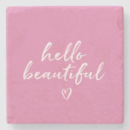 Roze Witte Hallo Mooi Inspirerend Hart Stenen Onderzetter