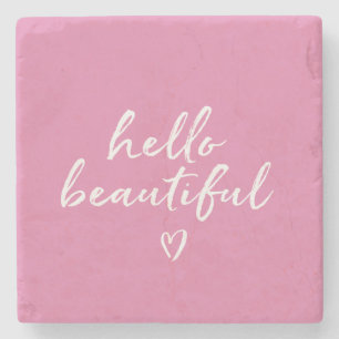 Roze Witte Hallo Mooi Inspirerend Hart Stenen Onderzetter