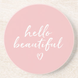 Roze Witte Hallo Mooi Inspirerend Hart Zandsteen Onderzetter