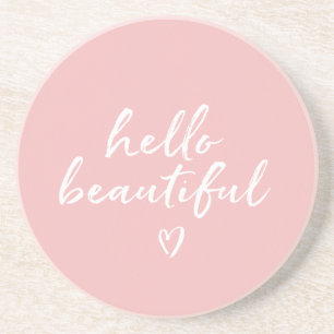Roze Witte Hallo Mooi Inspirerend Hart Zandsteen Onderzetter