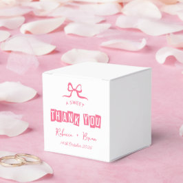 Roze & Witte Hand Getrokken Bow Sketch Wedding Bedankdoosjes