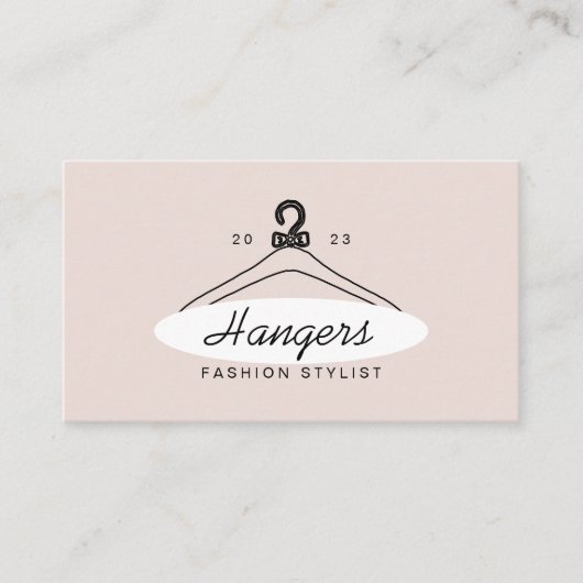 Roze Witte Hanger Mode Stylist Visitekaartje (Voorkant)