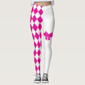 Roze Witte Harlekijn Diamond Mardi Gras Leggings (Voorkant)
