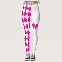 Roze Witte Harlekijn Diamond Mardi Gras Leggings