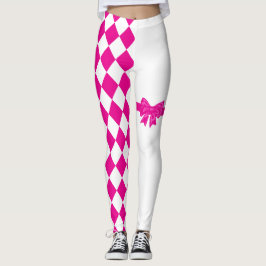 Roze Witte Harlekijn Diamond Mardi Gras Leggings
