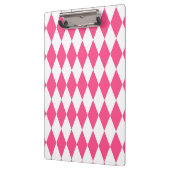 Roze Witte Harlequin Diamonds Checkers Ontwerp Klembord (Links)