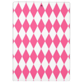 Roze Witte Harlequin Diamonds Checkers Ontwerp Klembord (Achterkant)