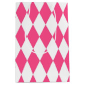 Roze Witte Harlequin Diamonds Checkers Ontwerp Medium Cadeauzakje (Voorkant)