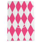 Roze Witte Harlequin Diamonds Checkers Ontwerp Medium Cadeauzakje (Achterkant)