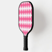 Roze Witte Harlequin Diamonds Checkers Ontwerp Pickleball Paddle (Links)
