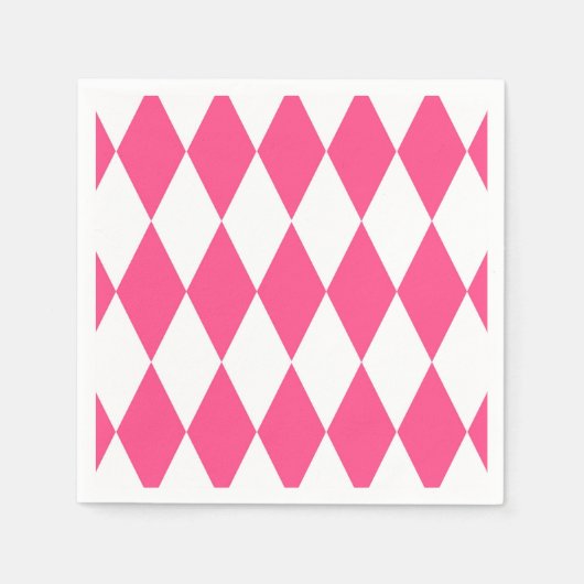 Roze Witte Harlequin Diamonds Checkers Ontwerp Servet (Voorkant)