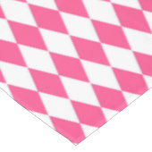 Roze Witte Harlequin Diamonds Checkers Ontwerp Tafelkleed (Gekanteld)