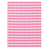 Roze Witte Harlequin Diamonds Checkers Ontwerp Tafelkleed (Voorkant)
