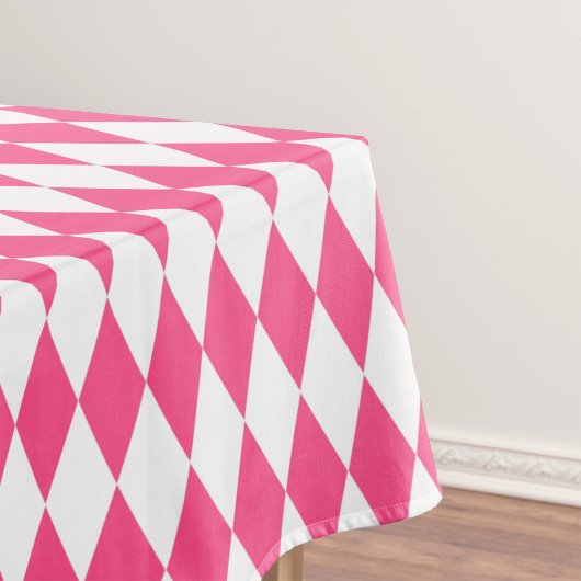 Roze Witte Harlequin Diamonds Checkers Ontwerp Tafelkleed